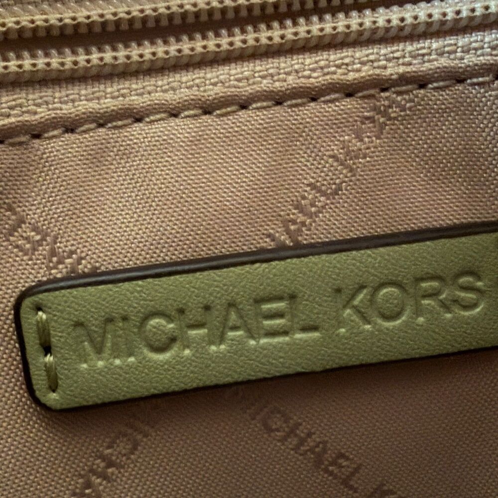 Michael Kors Mirella Small Jacquard Tote Crossbody Bag MK Graphic Logo Green - Picture 12 of 13